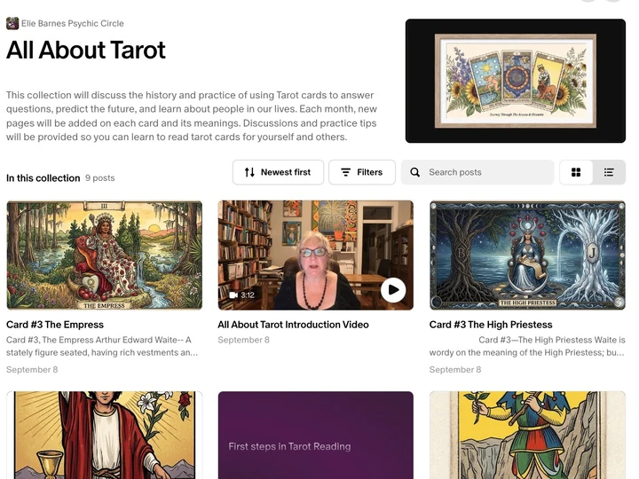 All About Tarot collection showing multiple tarot lessons.