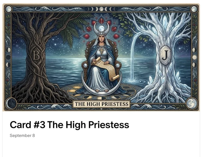 High Priestess tarot card lesson shown on Patreon.
